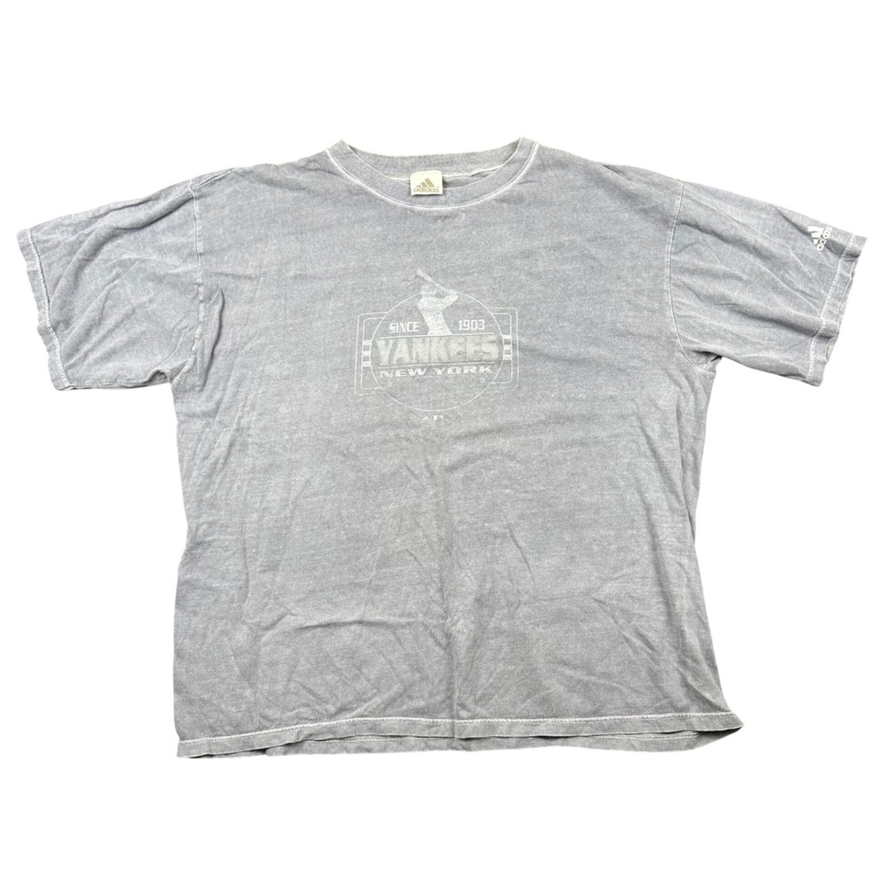 Vintage Adidas New York Yankees Graphic T-Shirt Mens XL Gray Relaxed Fit 2004 - Picture 1 of 10